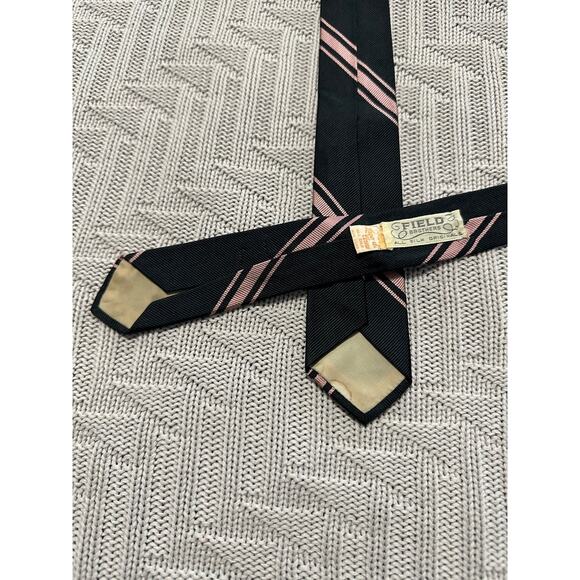 Pink Skinny Tie with Black Stripes – GentlemanJoe Vintage Field Brothers black and pink striped silk skinny tie